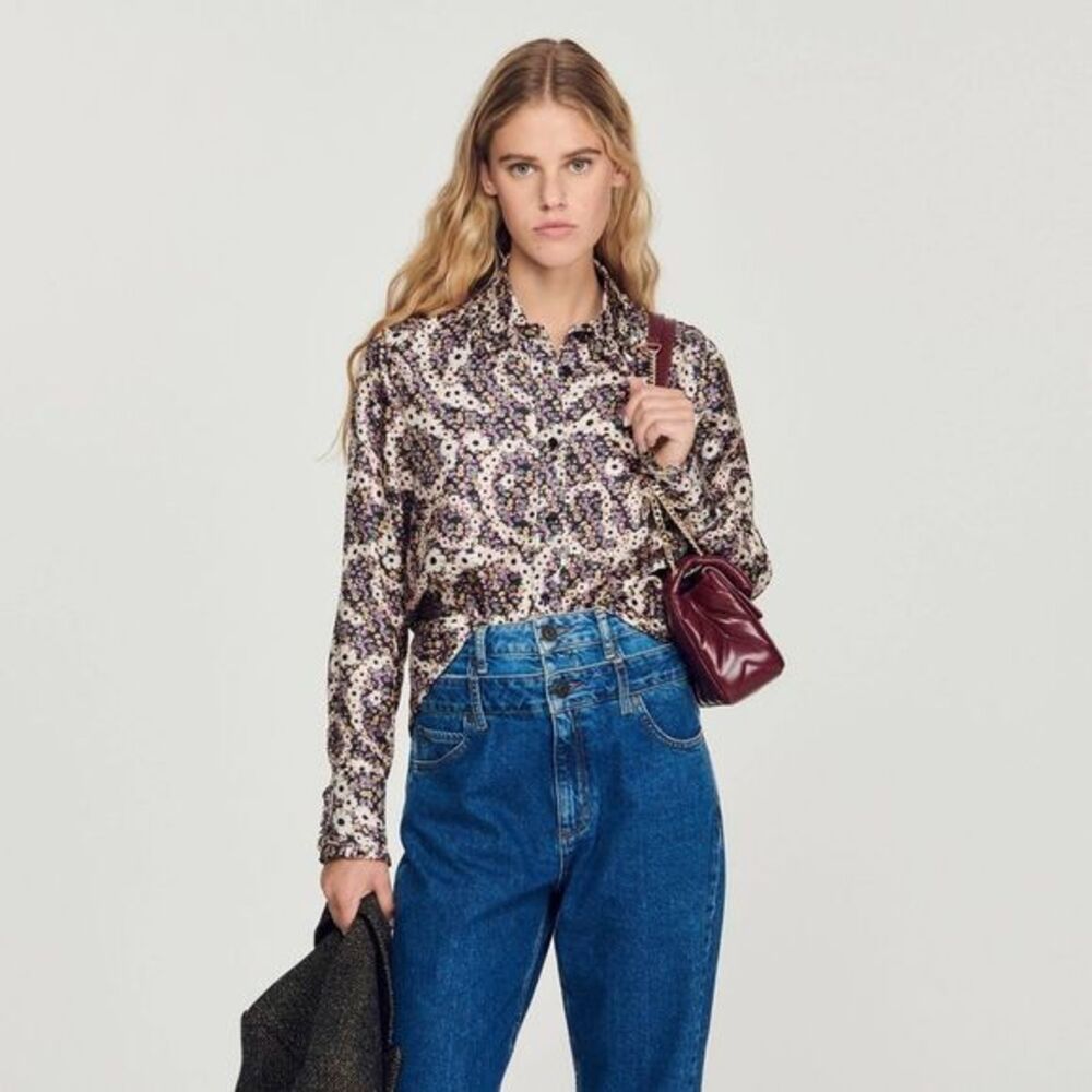 SANDRO Silk Floral Shirt